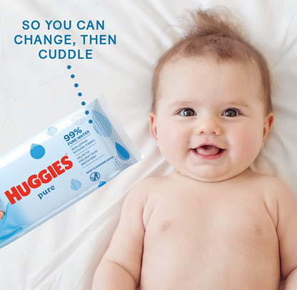 Huggies Pure Water Wipes 48's - Natural Wet Wipes 99% Pure Water