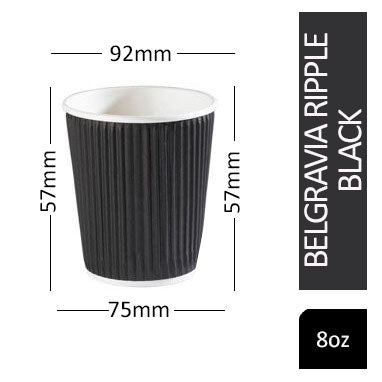 Belgravia 25cl/8oz Triple Walled Black Ripple Cups 25's
