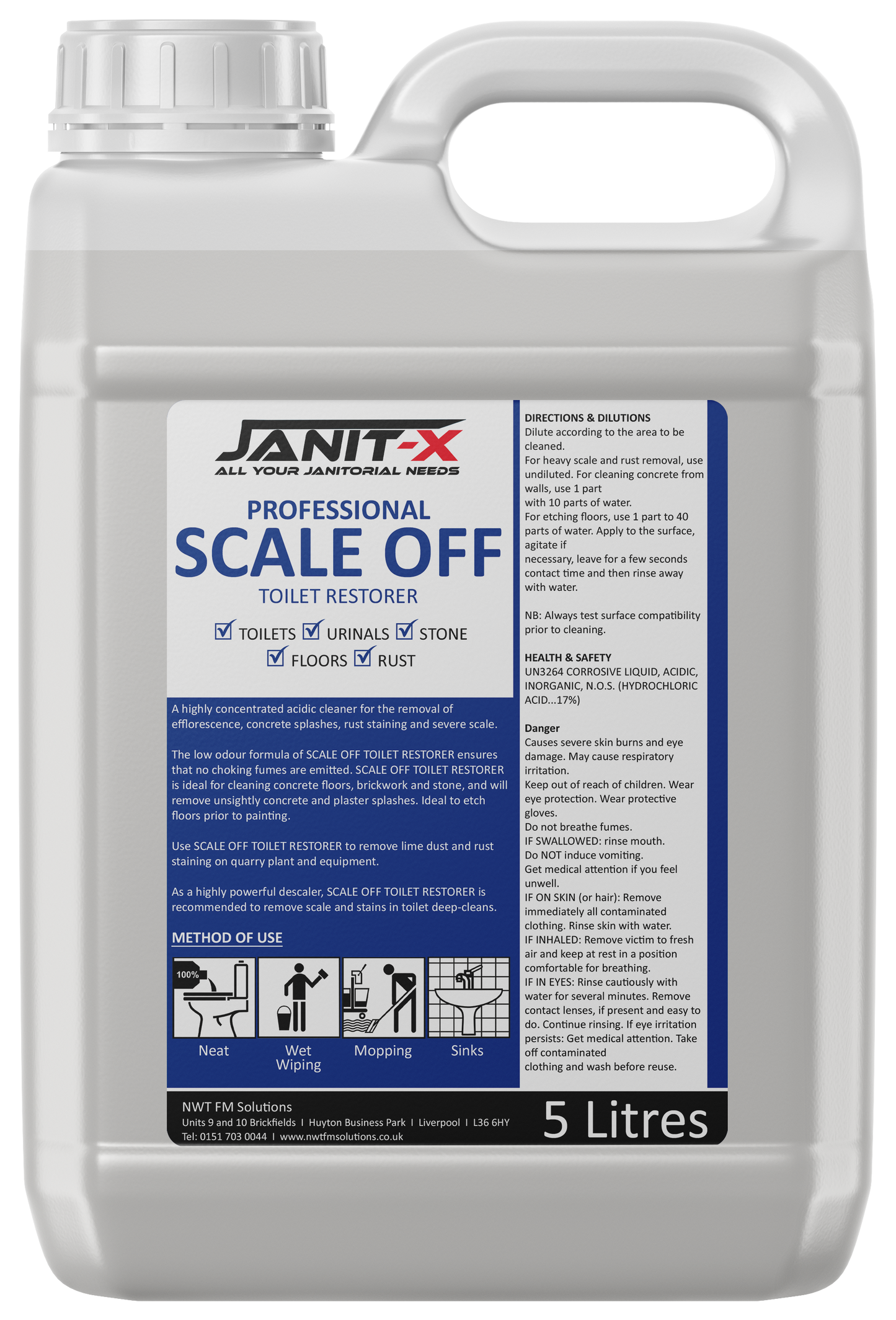 Janit-X Scale Off Toilet & Urinal Restorer 5 litre Concentrate