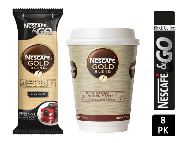 Nescafe &Go! Gold Blend Black Cups 8 x 12oz Cups