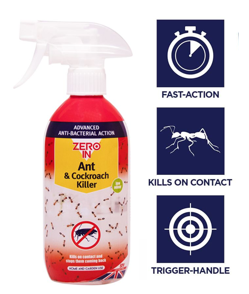 Zero-In Advanced Anti-Bacterial Ant & Cockroach Killer 500ml (ZER958)