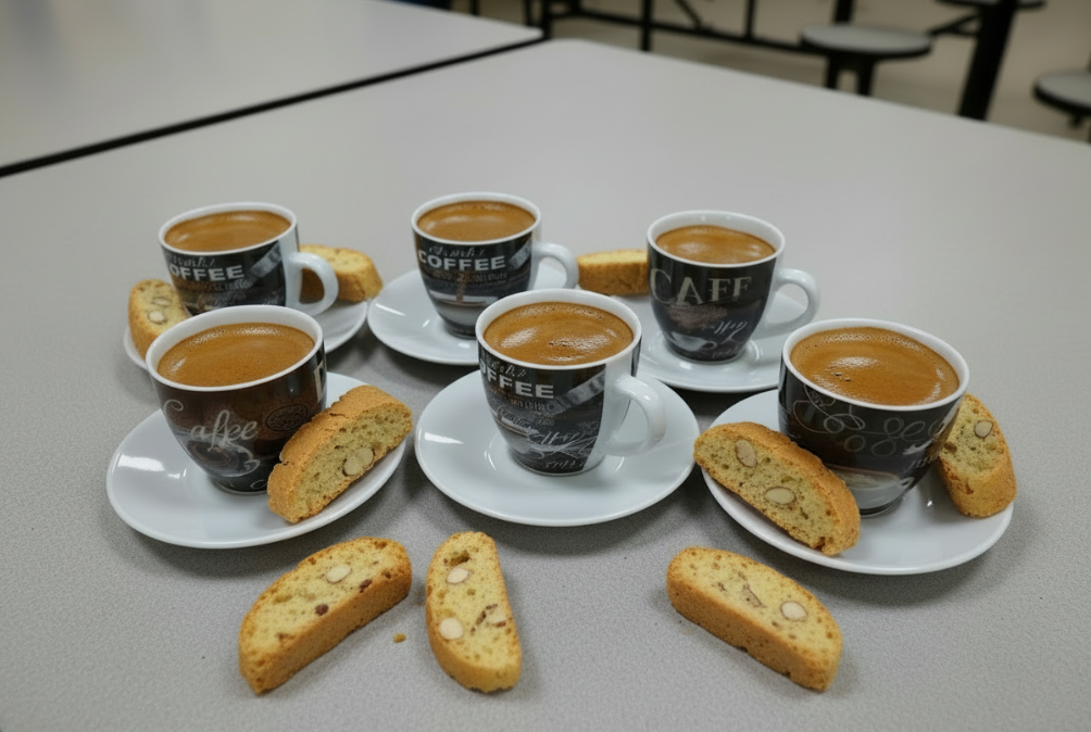 Fixtures Coffee Printed Design Espresso Cup & Saucer Set {12 Piece Set}