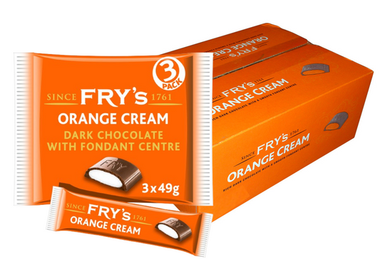 Fry's Chocolate Orange Cream | Dark Chocolate Bars with Orange Cream Fondant | 3 x 49g | 16 x 157g F