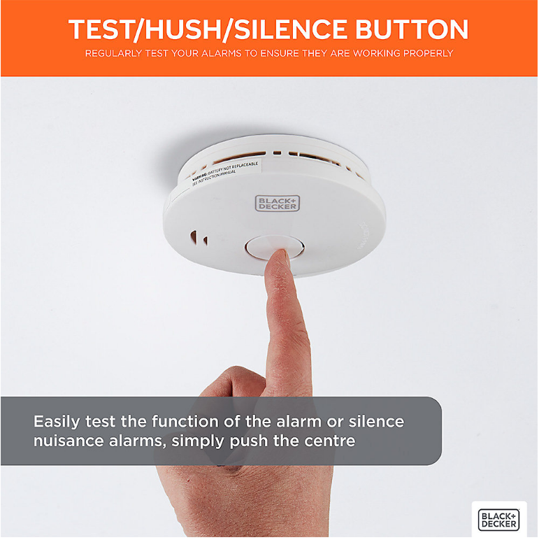 Black + Decker Smoke Alarm |10 Year Sealed Lithium Battery Life | Optical Sensor.