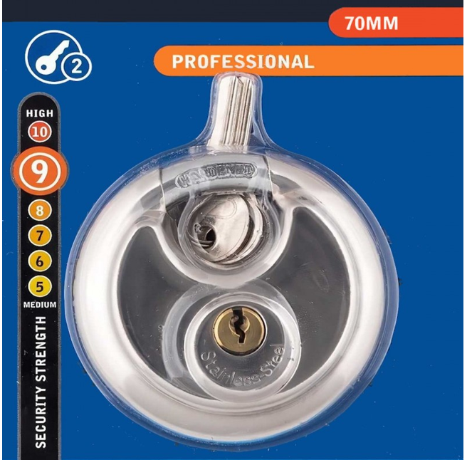 SECURIT Discus padlock Polished Stainless Steel – 70mm