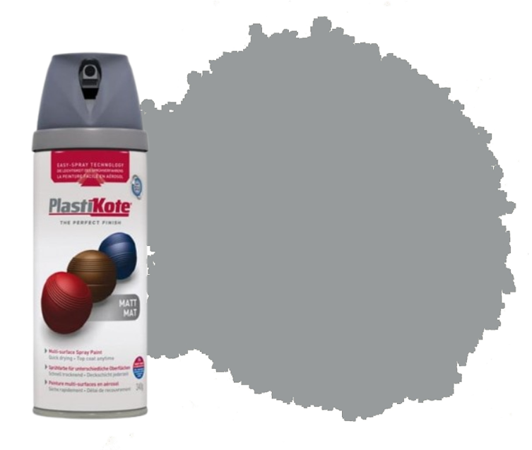 Plasti-Kote Premium Spray Paint | Multi Surface | Matt Grey | 400ml