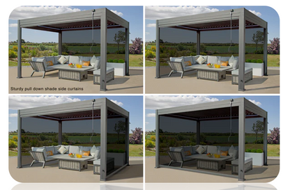 Aluminium Pergola, Louvered Roof, LED Lights & Windproof Sidewalls