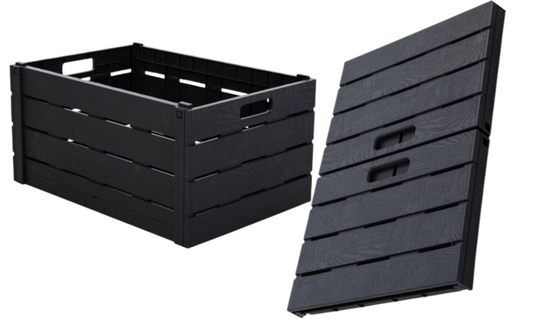 Strata Black Wood Effect Folding Crate 60 Litre (100909)