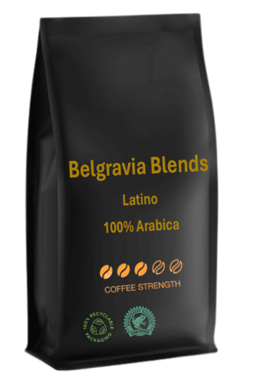 Belgravia Latino Premium Blended, Rain-Forest Alliance Coffee Beans 1kg, 100% Arabica