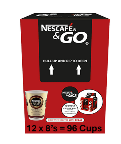 Nescafe &Go! Gold Blend Black Cups 8 x 12oz Cups