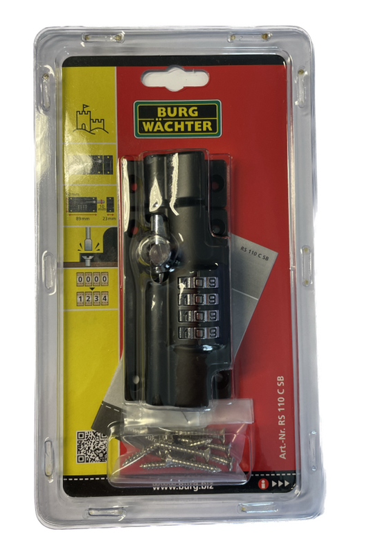 Burg Wachter {Sterling} CLB110BK 110mm 4 Combination Locking Bolt