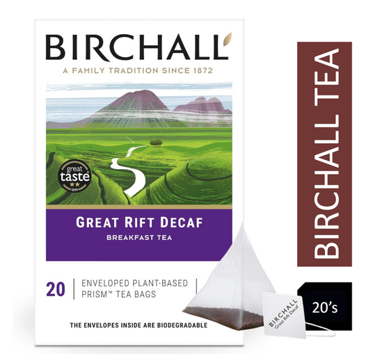Birchall Plant Based Prism Enveloped Teabags - Great Rift DECAF 20's