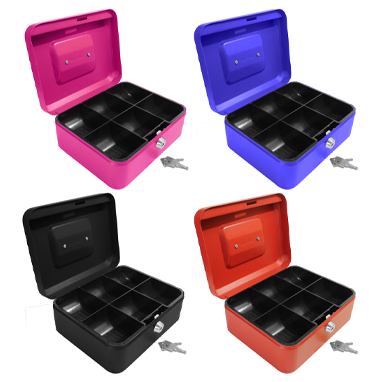 Cathedral 8inch Cash Boxes Privacy Safety Secure (Red, Blue, Black or Pink)