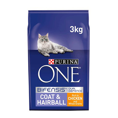 Purina ONE Coat & Hairball Dry Cat Food Chicken 4 x 2.8kg {Full Case Offer}