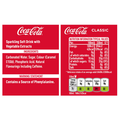 Coca-Cola Soft Drink 150ml Can (Pack of 24)