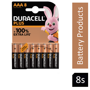 Duracell Plus Power Alkaline Battery AAA (Pack of 8)