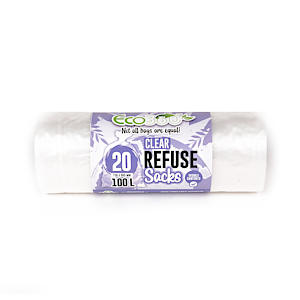 Ecobag Clear Recycling / Refuse bags | 100L Capacity | 1 x 20 Roll
