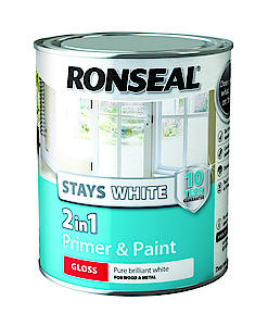 Ronseal Rslsw21Mp25L Stay 2-In-1 Matt Paint, White, 2.5 Litre