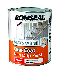 Ronseal Rslocswmp750 One Coat Stays Matt Paint, White, 750 Ml