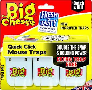 The Big Cheese Quick Click Mouse Trap - Triple Pack, White