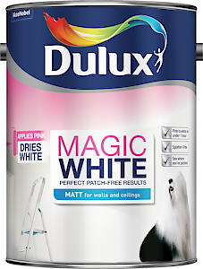 Dulux Magic White Matt Paint For Walls And Ceilings, Pure Brilliant White 5L