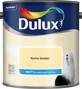 Dulux Walls & Ceilings Matt Emulsion Paint, Vanilla Sundae, 2.5 Litres