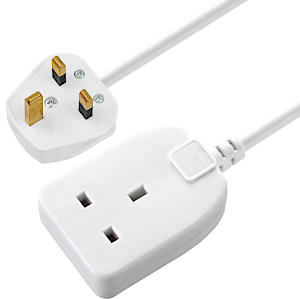 Masterplug Single Socket Long Extension Lead, 5 Metres, White