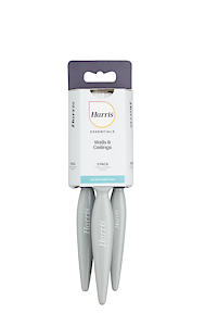 Harris Essentials Walls & Ceilings Paint Brushes, 3 Brush Pack, 1", 1.5", 2",Grey