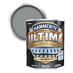 Hammerite Ultima Smooth Metal Paint | 1 x 750ml | Light Grey