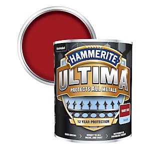 Hammerite Ultima Smooth Metal Paint - 750Ml - Ruby Red, (Pack Of 1), Hmmumsrr750