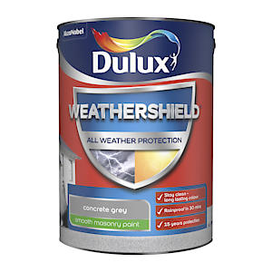 Dulux Weathershield Smooth Masonry Paint - Concrete Grey - 5L