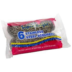 Stainless Steel Scourers | 6 Pack | Retail Packed