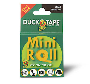 Duck Tape Mini Roll Black -  Duct Repair Tape 25Mm X 10M