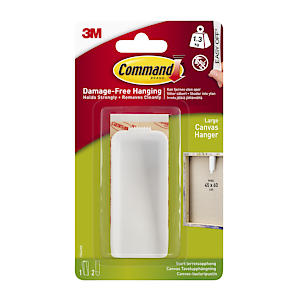3M Command Large Canvas Hanger Hook | 1 Hook and 2 Adhesive Strips | White | Upto 1.3kg