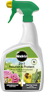 Miracle-Gro 2 In 1 Nourish And Protect Rose, Shrub Plant Food, 800Ml