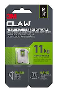 3M Claw Plasterboard Picture Hanging Wall Hooks | 2 Pack | Upto 11kg