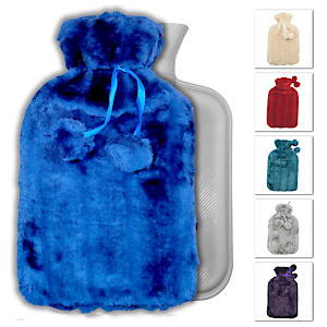 HOT WATER BOTTLE/FURCOVER/POMPOMS