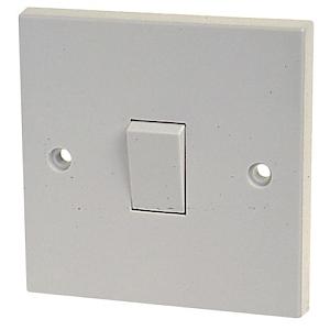 Dencon Electritcal Single Gang Light Switch | 1 Gang 2 Way | White Plastic 10A