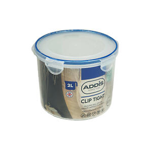 Addis Clip Tight Food Storage Container Large 2L Round Airtight Silicone Seal