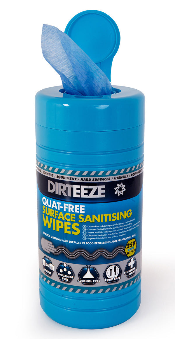 Dirteeze Quat-Free Sanitising Wipes Pack 250's