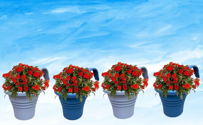 Fixtures Hang Easy Single Eco Planter | Fence or Balcony Hook on Planters | Blue