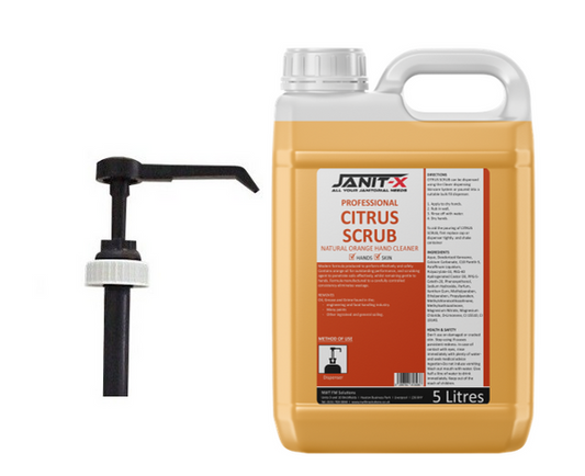 Janit-X Professional Citrus Scrub 5 Litre & Pump Dispenser {Engineers & Mechanic Tough Cleaning Agent}