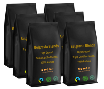 Belgravia High-Ground Blend 1kg Fairtrade/Organic & Rainforest Alliance Certified Coffee Beans, 100%