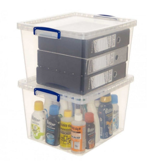 Really Useful Clear Plastic (Nestable) Storage Box 33.5 Litre