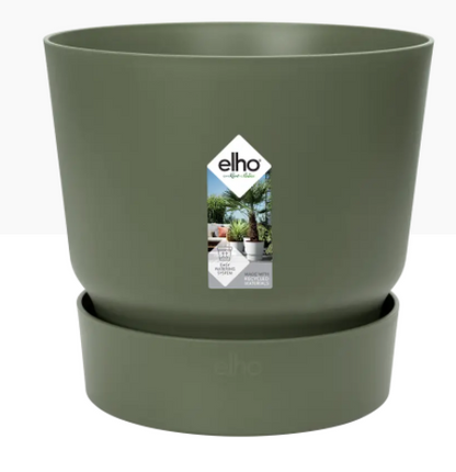 Elho Greenville Round Pot & Base LEAF GREEN 20cm
