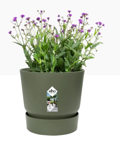 Elho Greenville Round Pot & Base LEAF GREEN 20cm