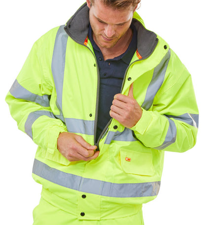 Beeswift Hi Visibility Fleece Lined Bomber Jacket YELLOW {All Sizes}