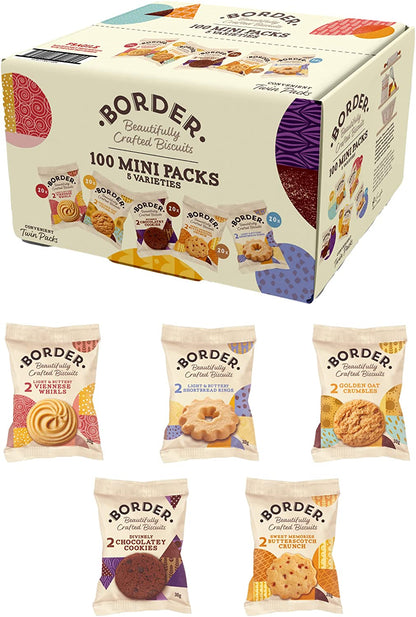 Border Biscuits Mini Packs 5 Varieties Twin Packs (Pack of 100) MP100