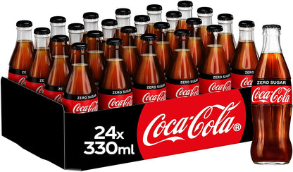 Coca Cola Zero Iconic GLASS Bottles 24x330ml