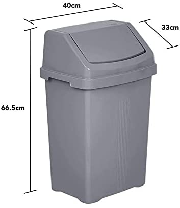 Wham Casa Silver Swing Bin 50 Litre Grey